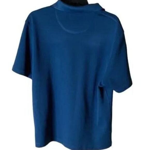 R&R Casual Men's Shirt Size Large Short Sleeves Half Front Zip Polo Top Blue - Picture 2 of 7